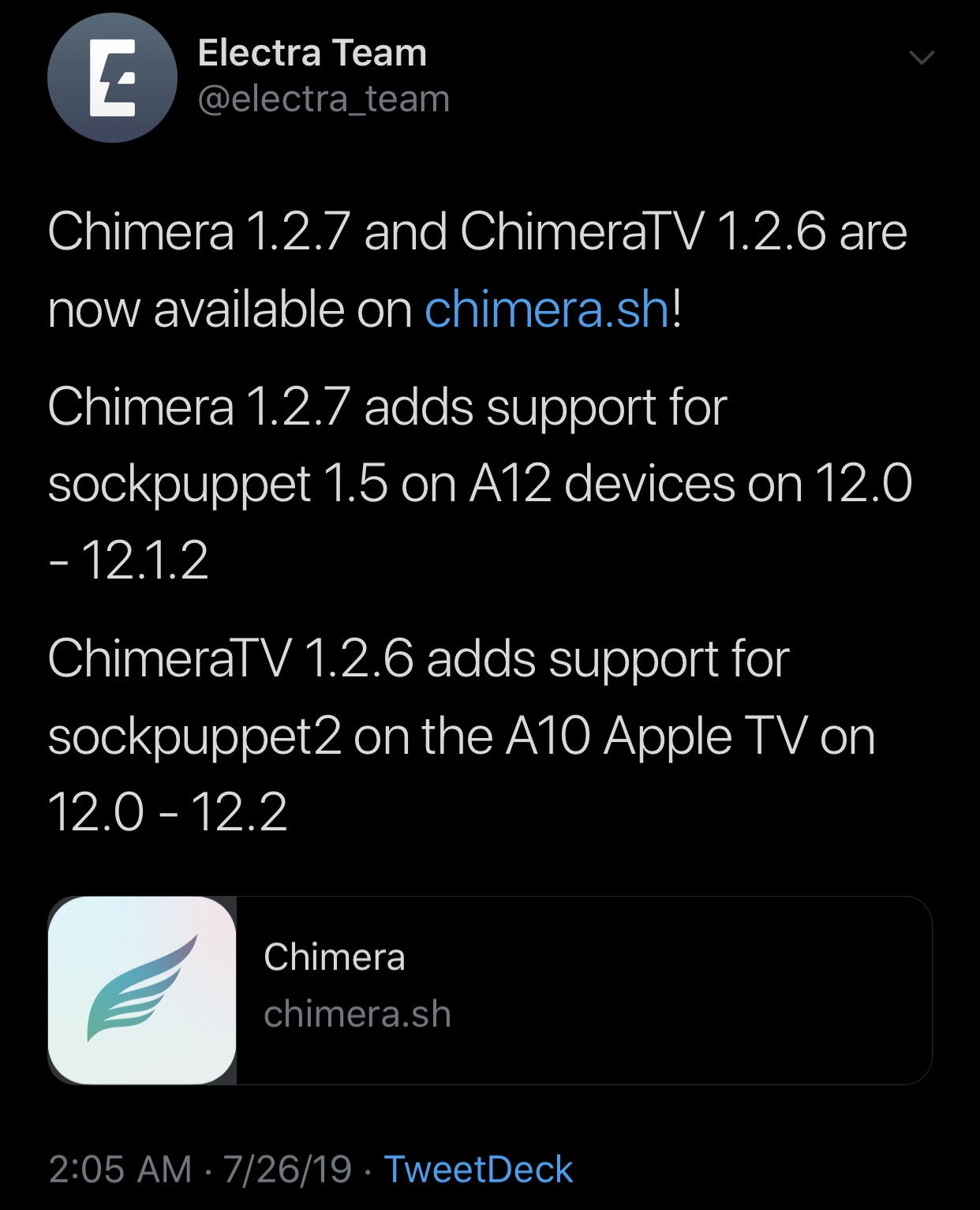 Chimera v1.2.7 und ChimeraTV v1.2.6 mit verbesserter Exploit-Unterstützung veröffentlicht 2