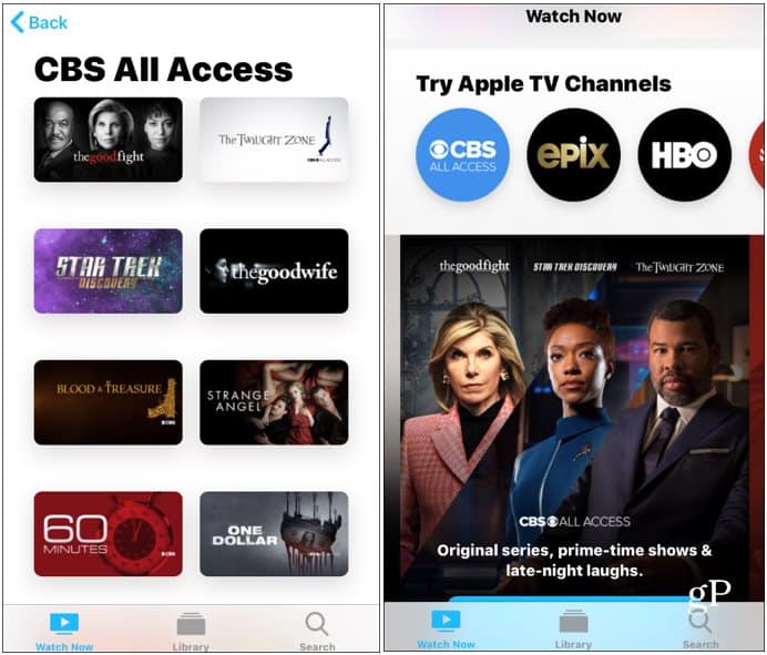 O CBS All Access está finalmente disponível via Apple Aplicativo de canais de TV 1