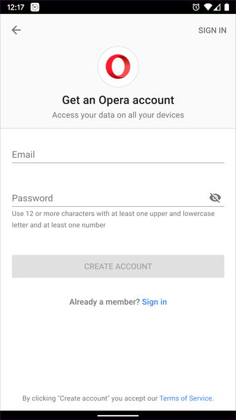 Opera Anmelden