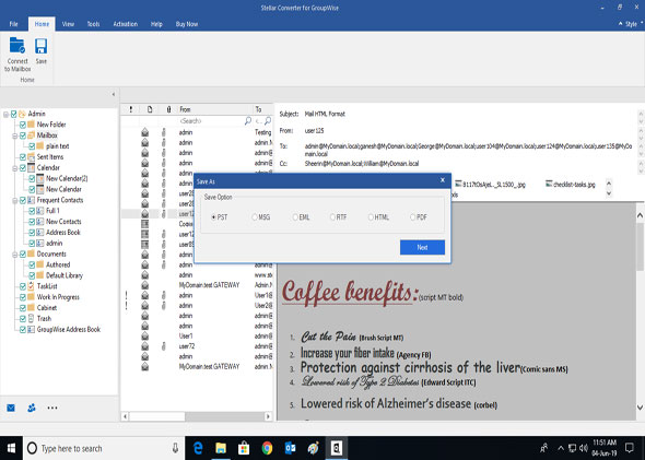 Schrittweise Anleitung zum Verschieben von Benutzerpostfächern von GroupWise nach Outlook PST oder Office 365 4