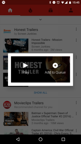 YouTube  Wählen Sie Zur Warteschlange hinzufügen