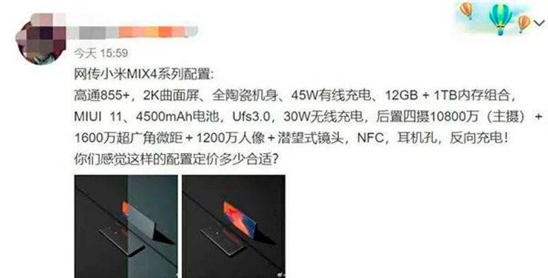 Das Xiaomi Mi MIX 4 wird eine 108-Mpx-Kamera mit periskopischem Zoom haben