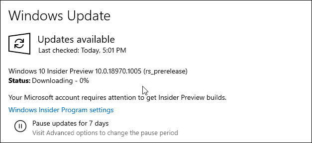 Microsoft-Versionen Windows 10 20H1 Preview Build 18970 1