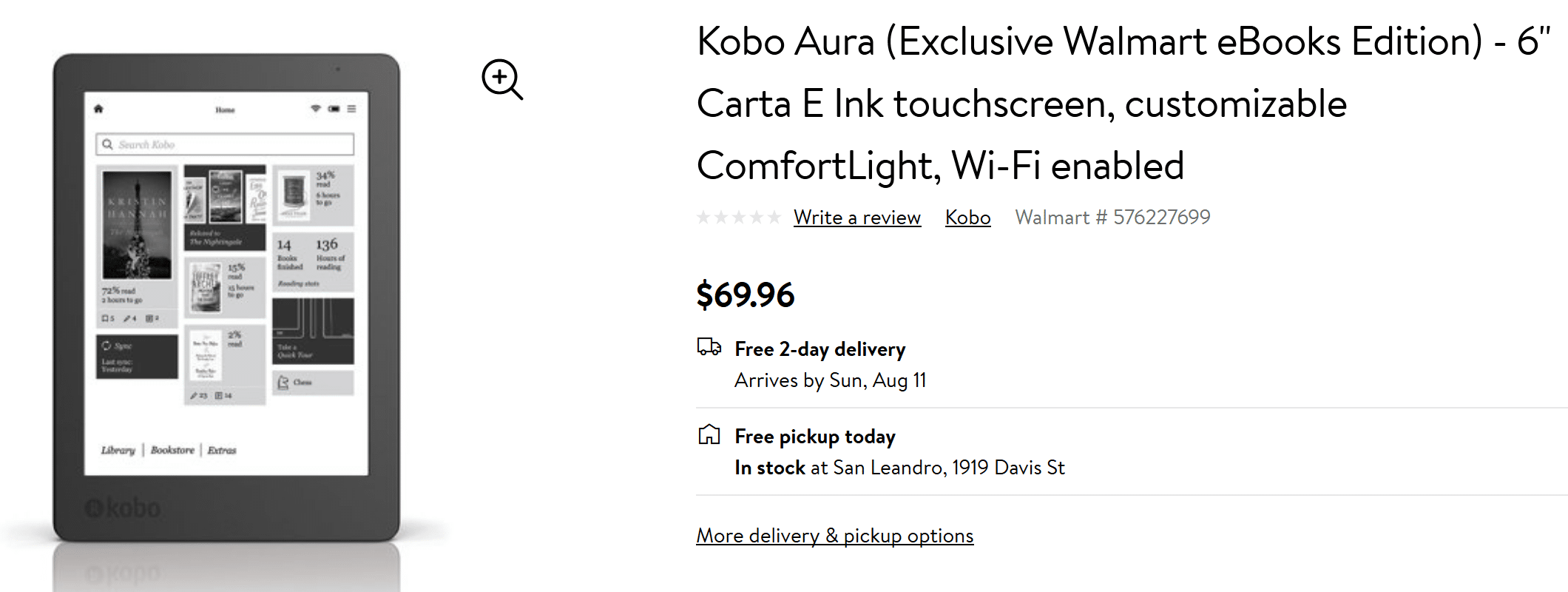 Walmart startet Kobo Aura - Exklusive Walmart eBooks Edition