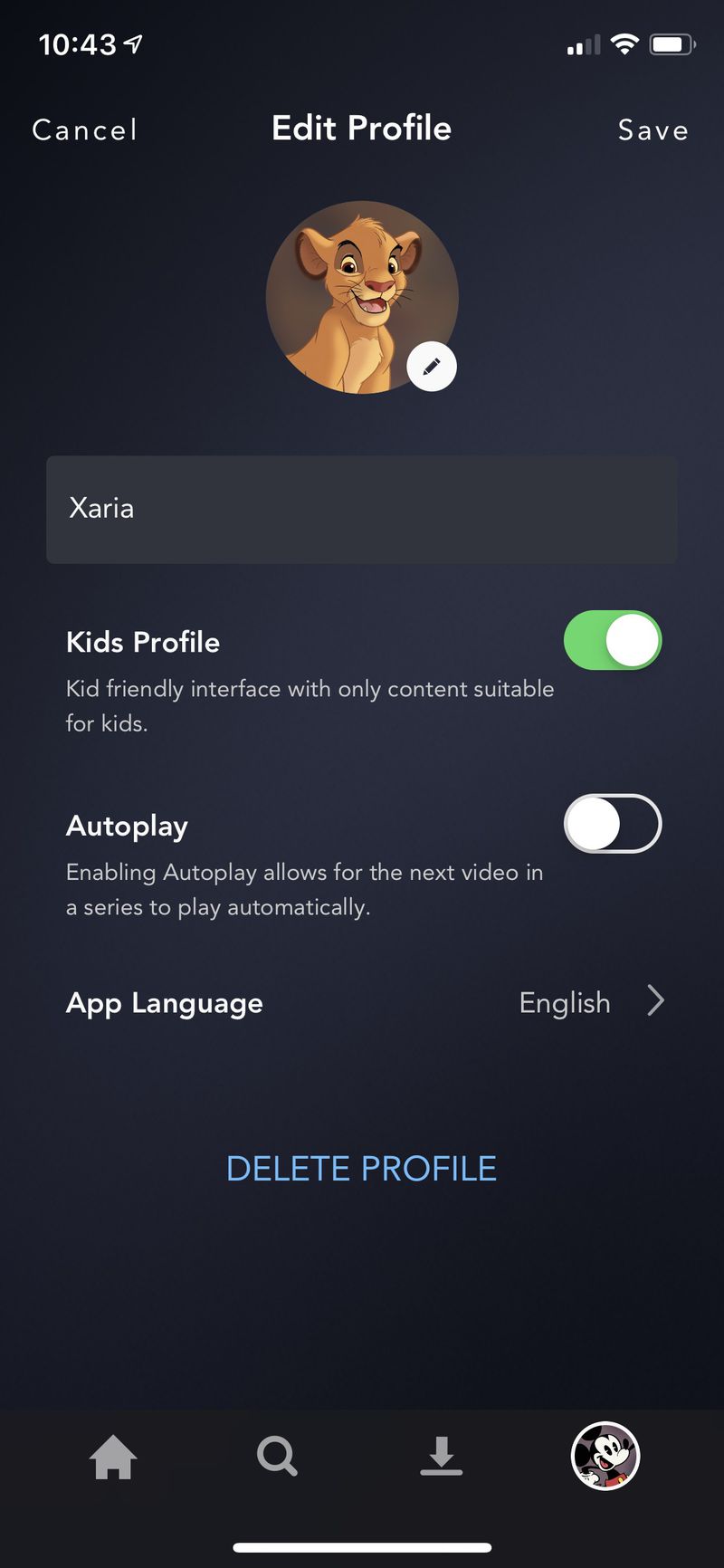 Disney Plus Android App Einstellungen Kinderprofil