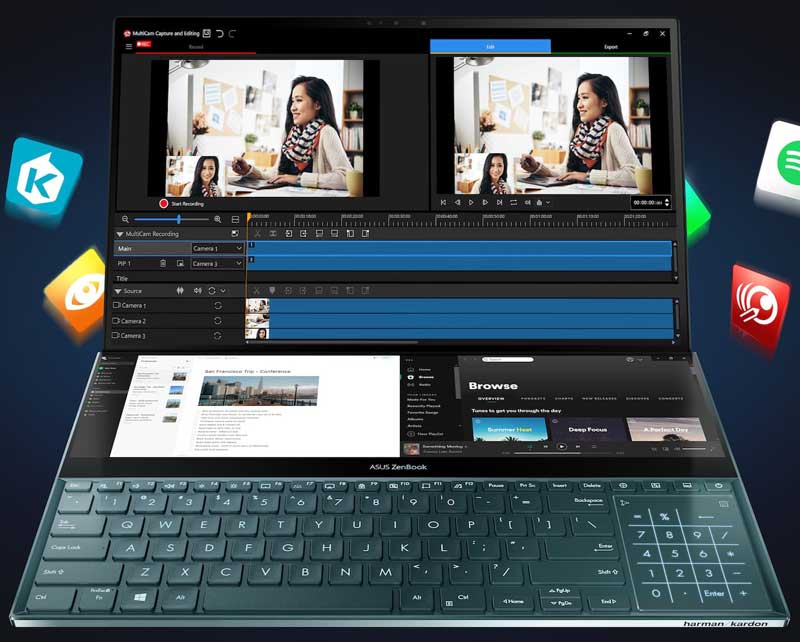 Start des ASUS ZenBook Pro Duo ScreenPad Plus-Bildschirms