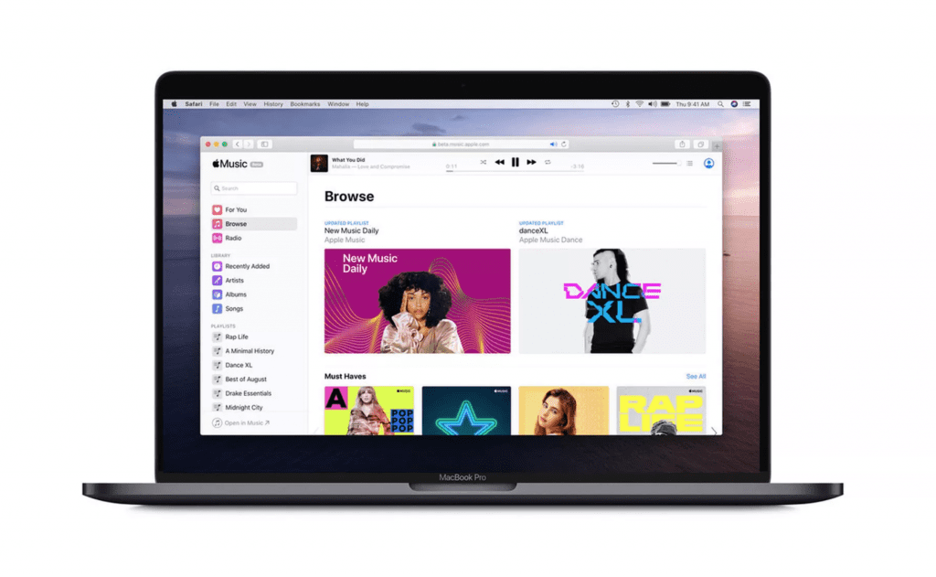 AppleNeuer Browser Apple Musik gestartet