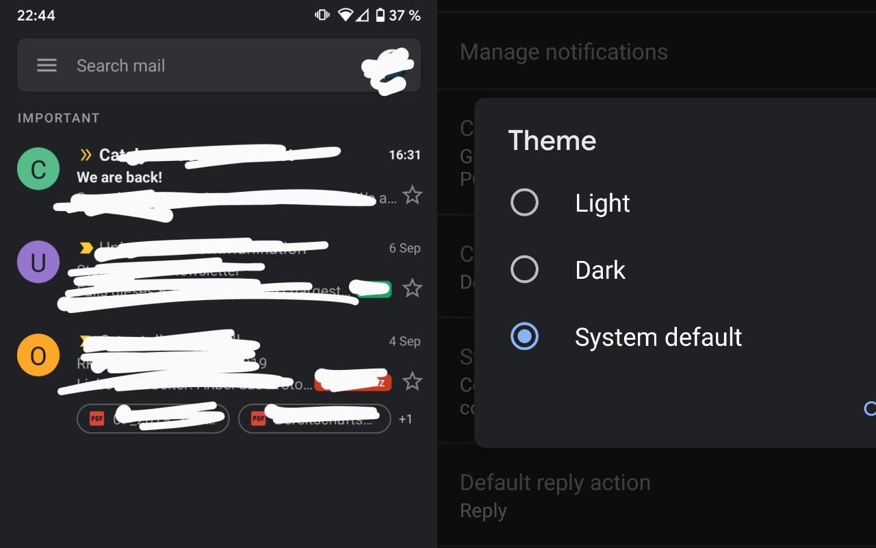 Google Mail auf Android bekommt endlich einen weniger vernichtenden dunklen Modus