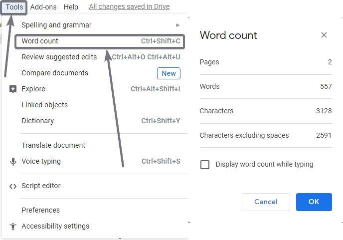 Show word count persistantly on Google Docs 1 2