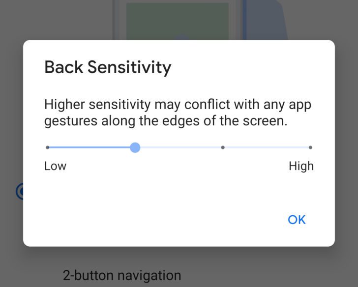 Die Optionen für die Empfindlichkeit der hinteren Bewegung unter Android Q Beta 6 haben nichts bewirkt ...