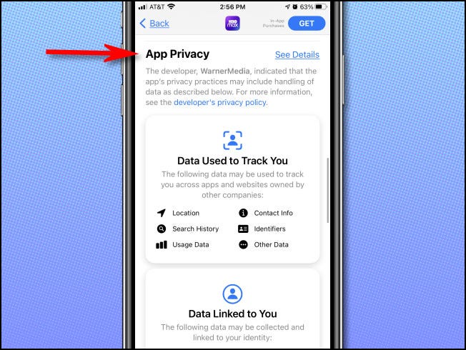 Suchen Sie im iPhone App Store den Abschnitt "App-Datenschutz" in der App-Liste.