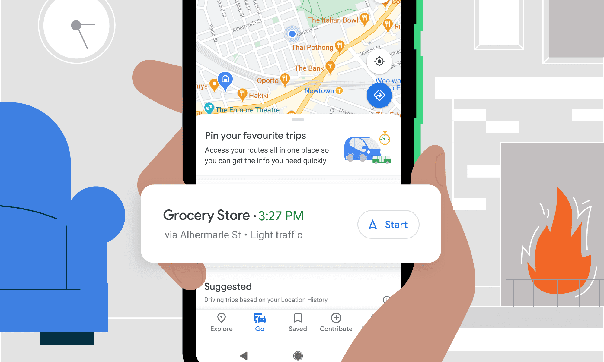 Der neue Go-Tab von Google Maps führt Sie mit einem Fingertipp zu häufig besuchten Orten 281