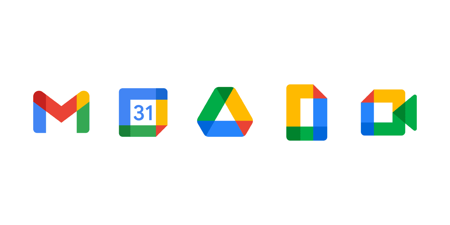 Die neuen Google-Symbole für Gmail, Kalender, Drive, Docs und Meet sehen alle gleich aus 73