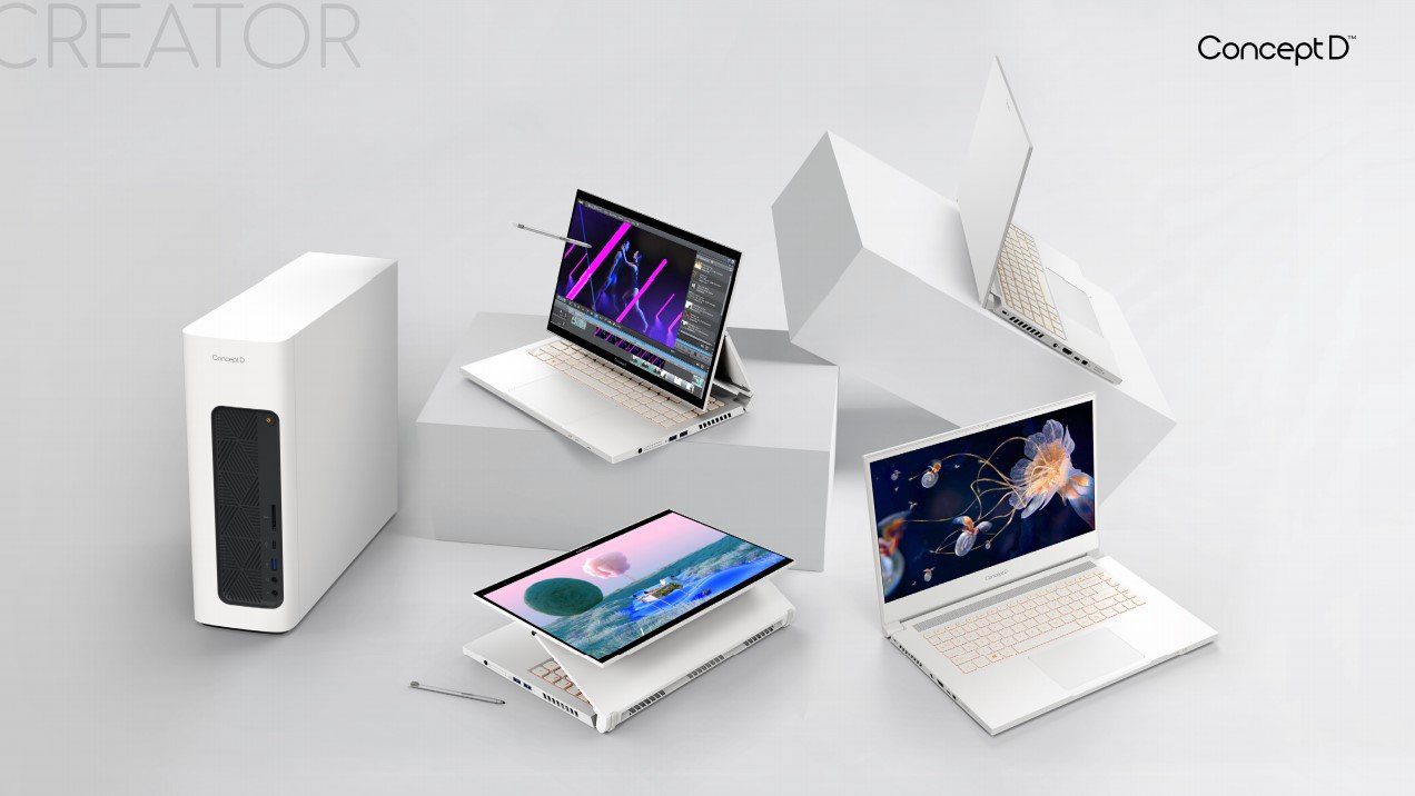 Neue Markenbotschafter von Acer - ConceptD-Laptops in den Händen der Autorin und aktiver Swift unter den Flügeln der Schauspielerin 25