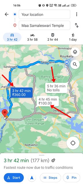 So schätzen Sie die Mautgebühren für Ihre Fahrt auf Google Maps 2