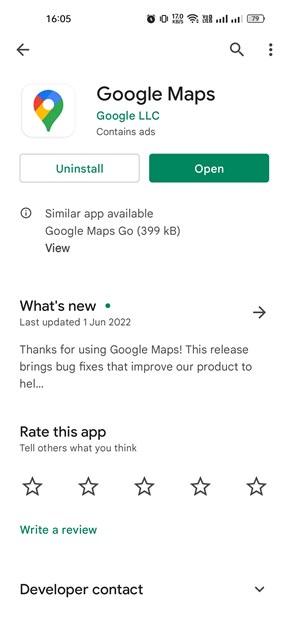 Aktualisieren Sie die Google Maps-App
