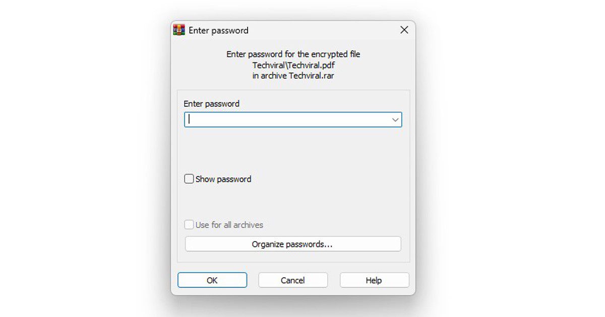 So schützen Sie RAR-Dateien mit einem Passwort Windows 11 65